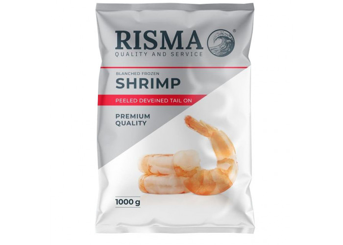 Креветка очищенная с хвостом 26\30 бланш 1кг risma