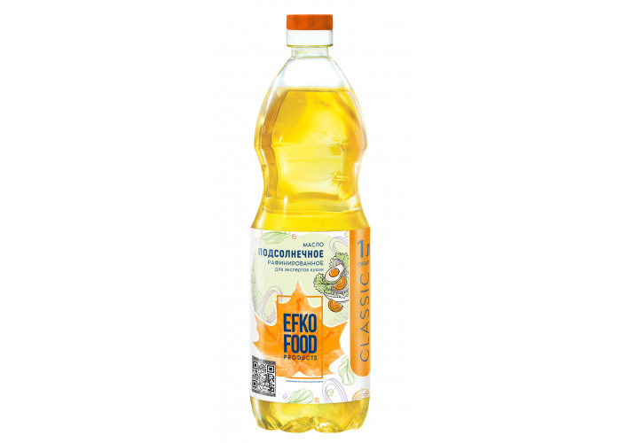 Масло подсолнечное рафинированное 1с efko food classic 1л